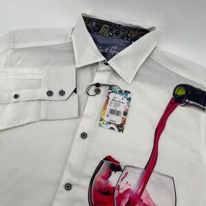 Robert Graham Date Night Shirt Mens XL White Wine Pour Graphic Sommelier NWT